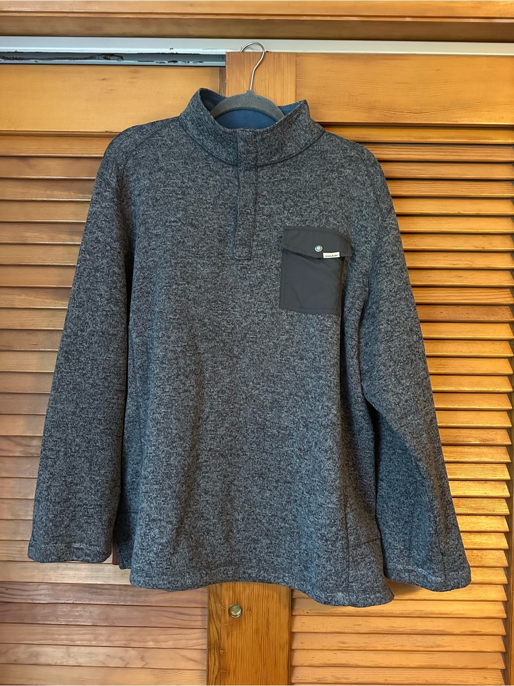 Woolrich Men's Charcoal Gray Half-Zip Mock Neck Sweater with Chest Pocket NWOT